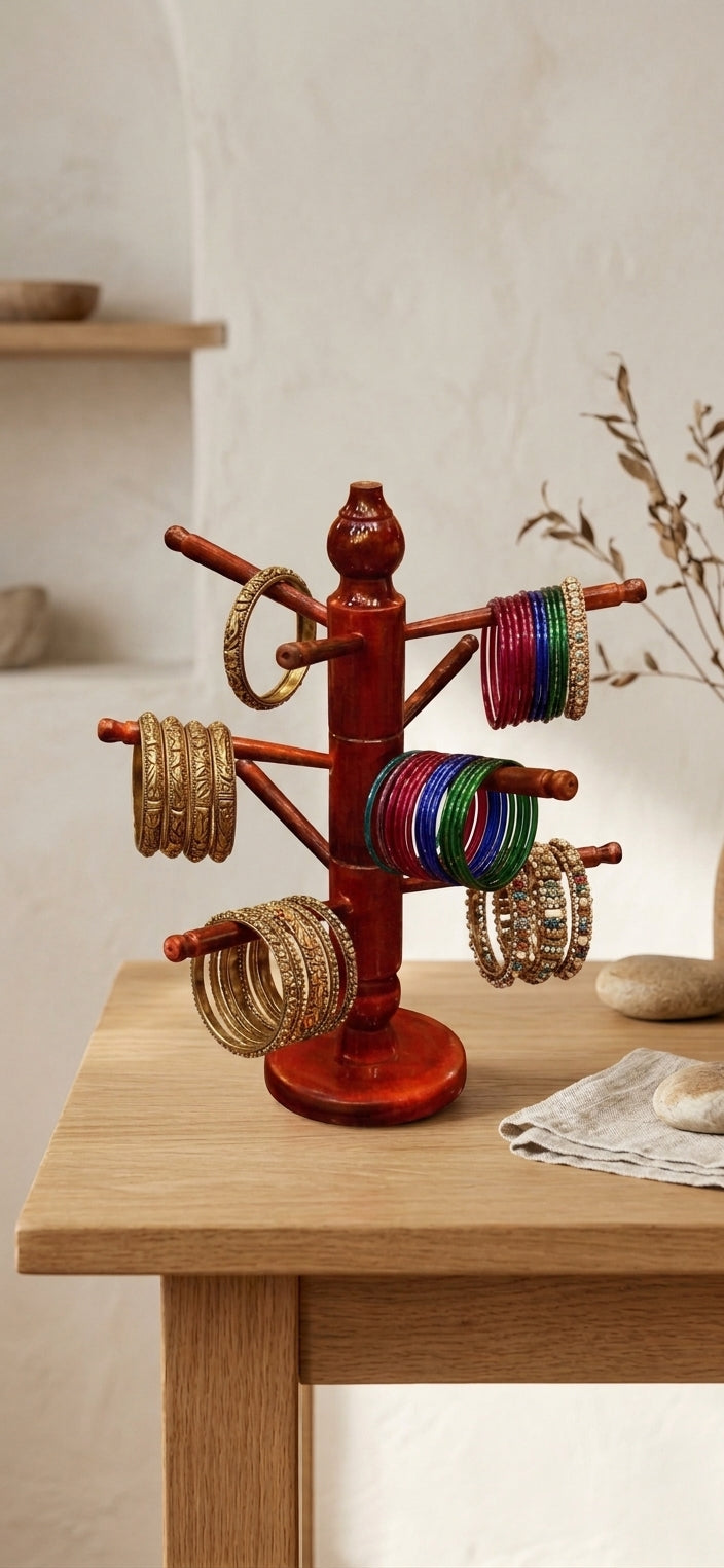 Wooden Bangle Stand – Handmade Sheesham Wood Jewelry Organizer | Zaylwood